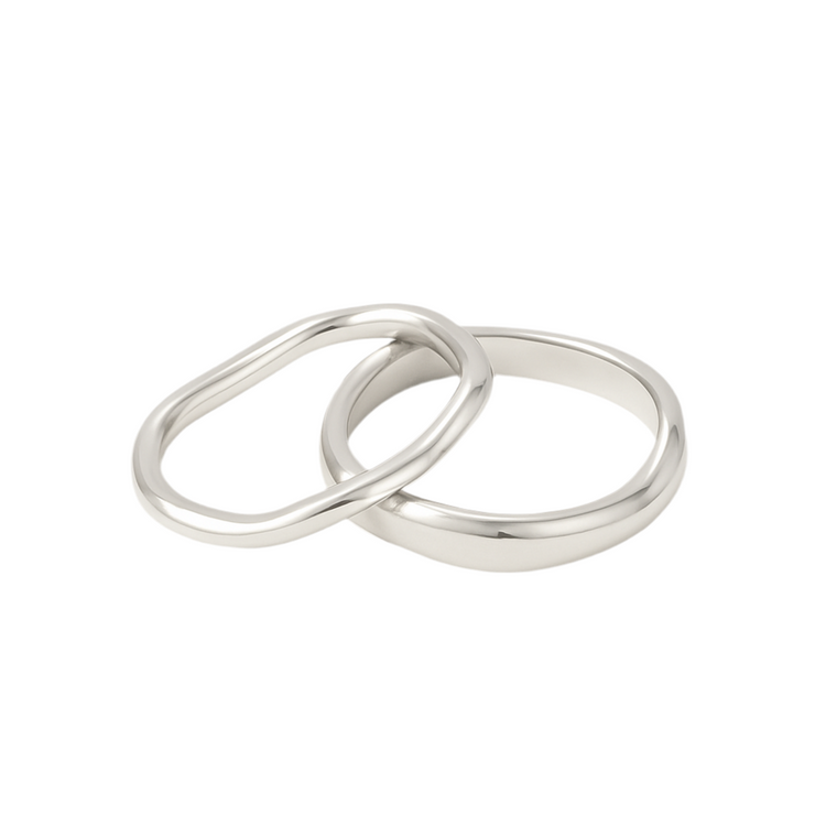 Lia Wavy Rings - Silver