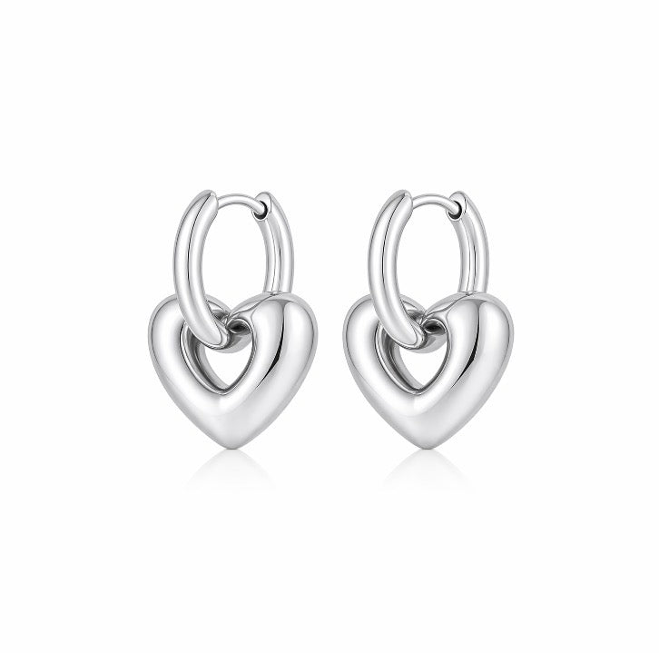 Heidi Heart Hoops - Silver