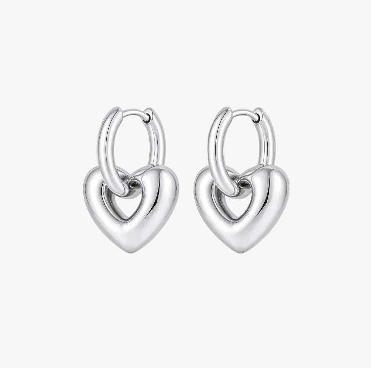 Heidi Heart Hoops - Silver
