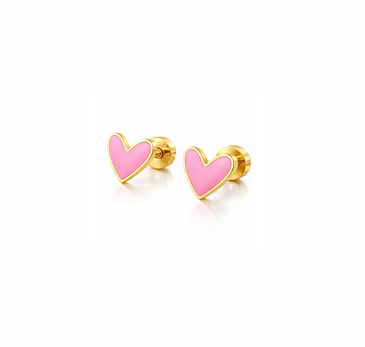 Pink Heart Studs