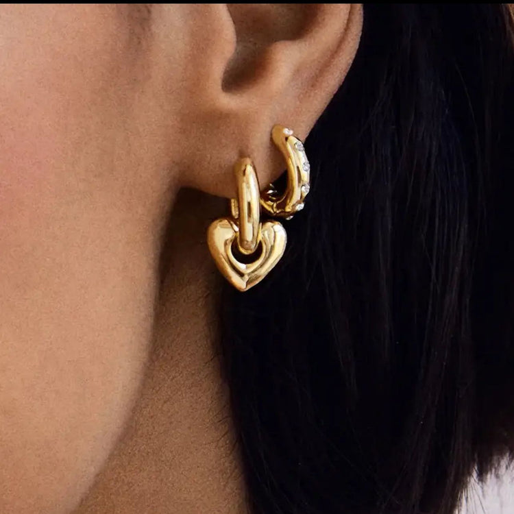 Heidi Heart Hoops - Silver