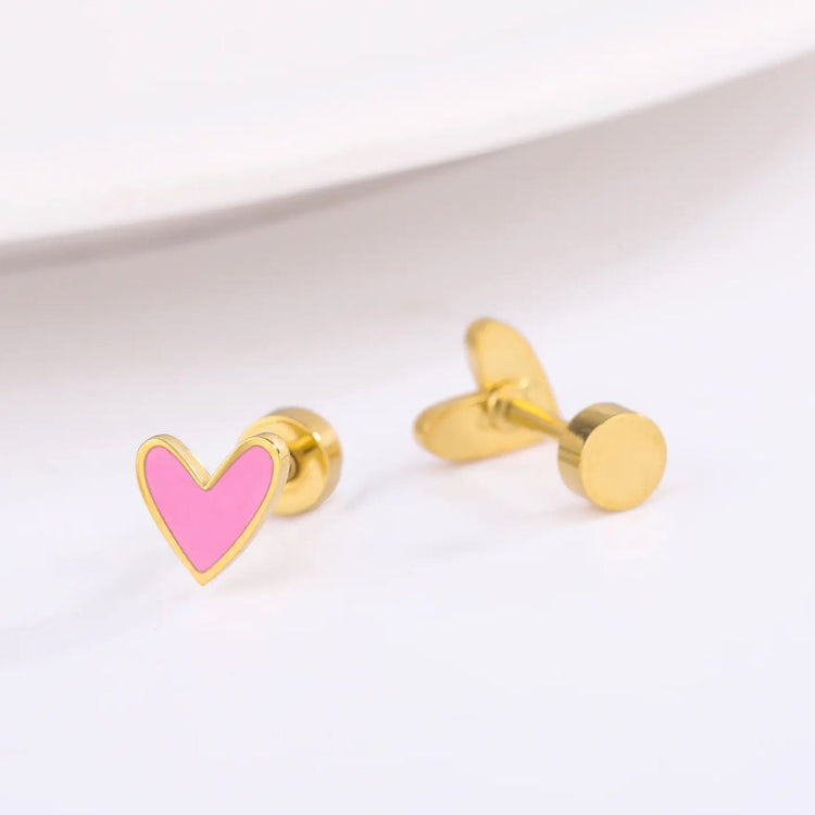 Pink Heart Studs