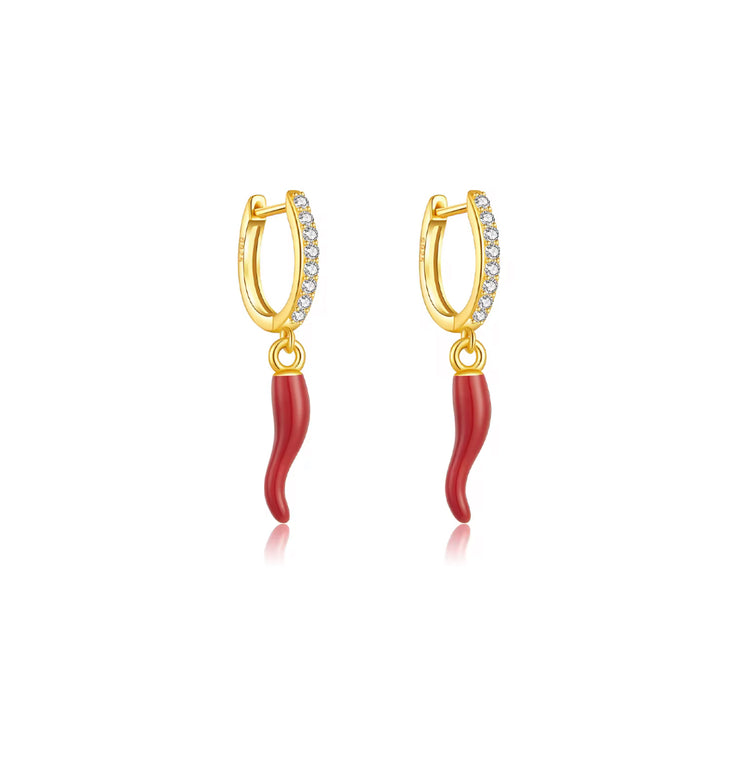 Chilli Charm Hoops - Gold