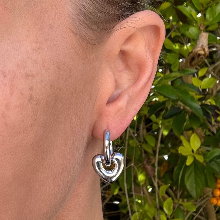 Heidi Heart Hoops - Silver