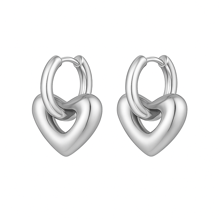 Heidi Heart Hoops - Silver