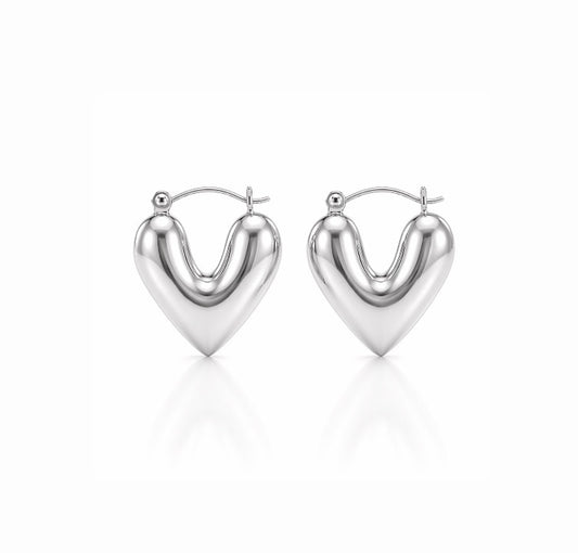 Valentine Hoop Earrings - Silver