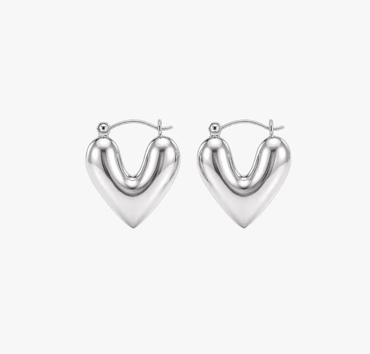 Valentine Hoop Earrings - Silver