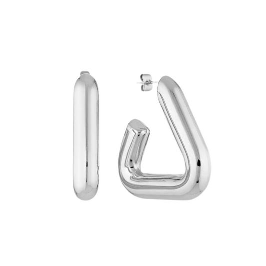 Hallie Triangle Stud Hoop - Silver