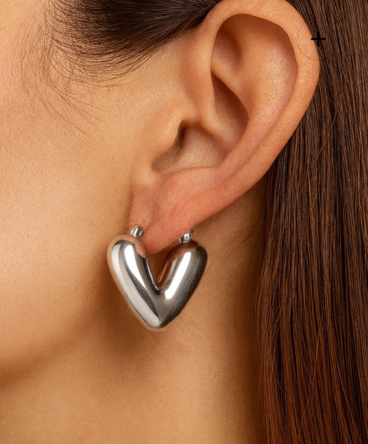 Valentine Hoop Earrings - Silver