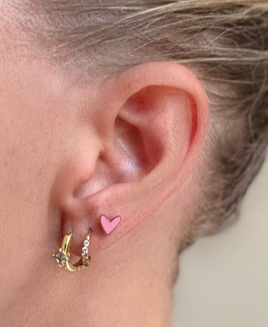 Pink Heart Studs