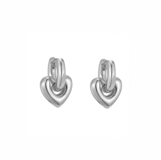 Heidi Heart Hoops - Silver