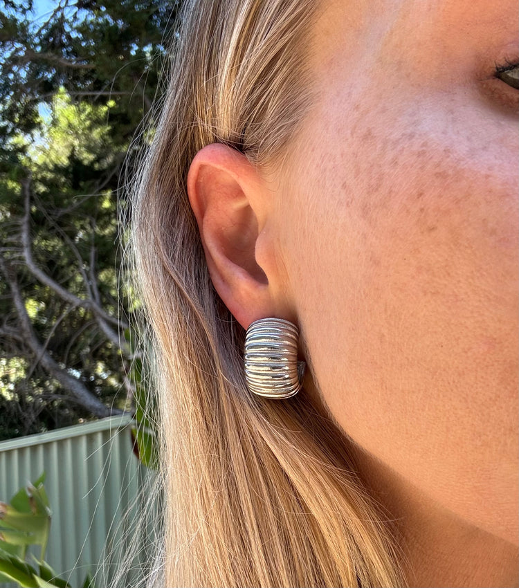 Hailey Hoop Studs - Silver