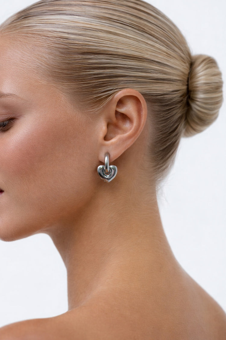 Heidi Heart Hoops - Silver