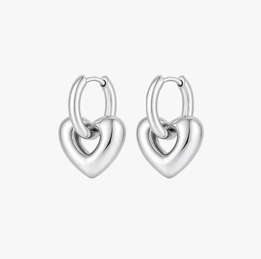 Heidi Heart Hoops - Silver