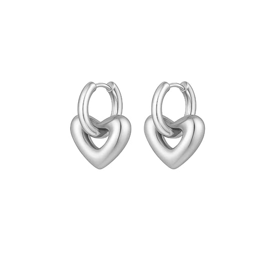 Heidi Heart Hoops - Silver
