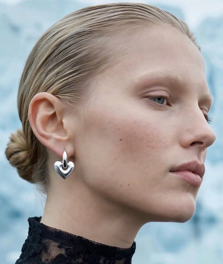 Heidi Heart Hoops - Silver