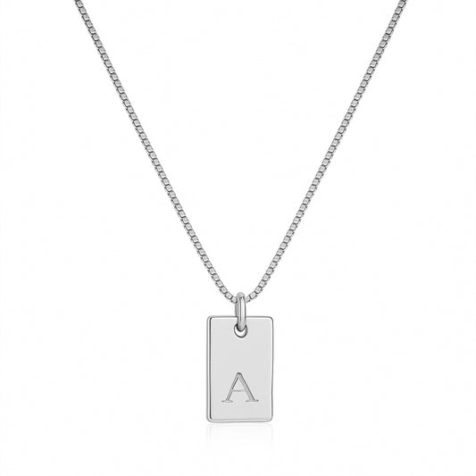 Letter Tag Necklace - Silver