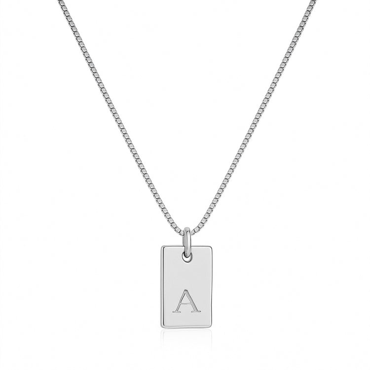 Letter Tag Necklace - Silver