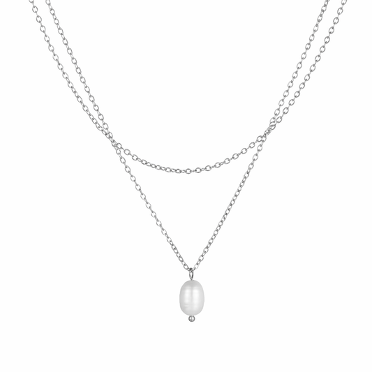 Leila Pearl Necklace - Silver