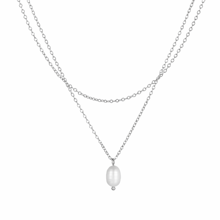 Leila Pearl Necklace - Silver