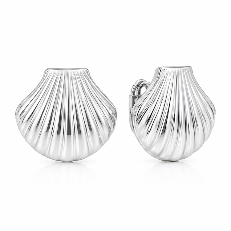 Eva Shell Earrings -Silver