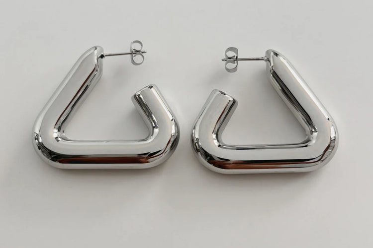 Hallie Triangle Stud Hoop - Silver