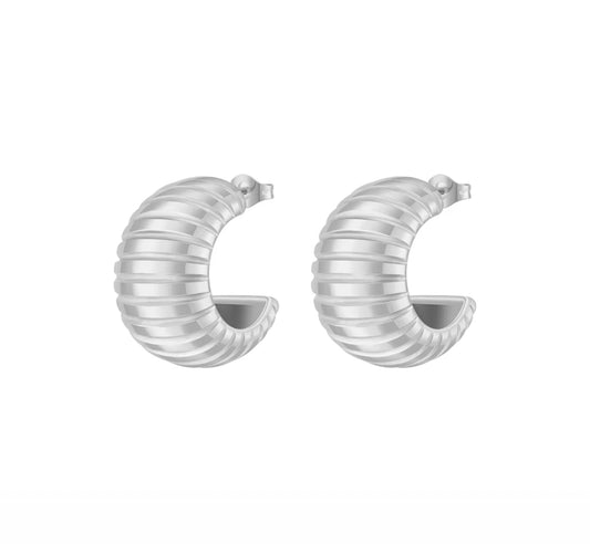 Hailey Hoop Studs - Silver