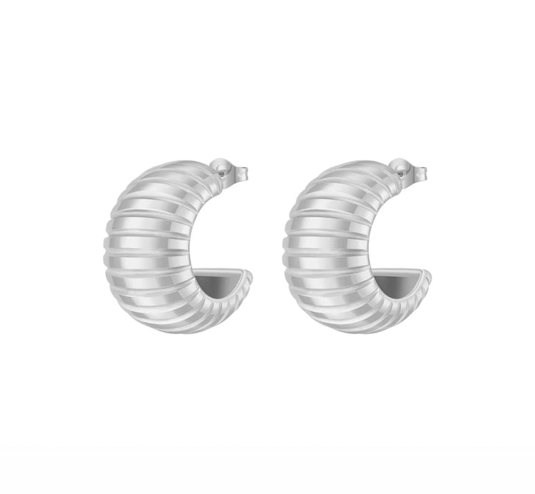 Hailey Hoop Studs - Silver
