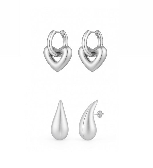 Heidi Hoop & Aria Mini Teardop Bundle - Silver