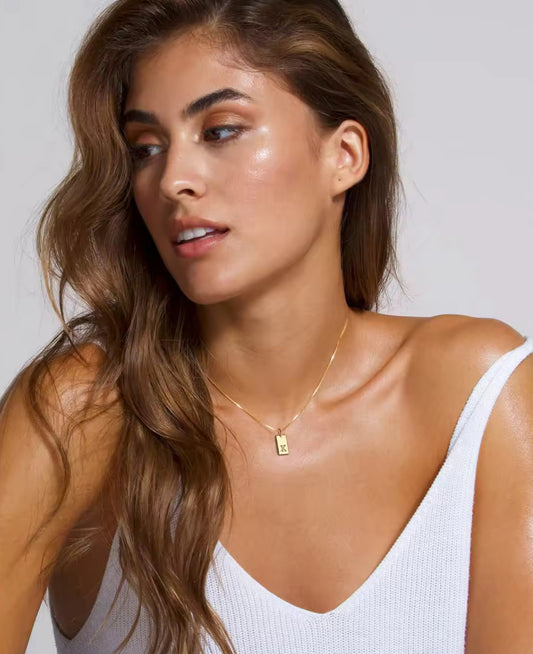 Letter Tag Necklace - Gold