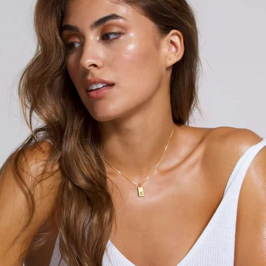 Letter Tag Necklace - Gold
