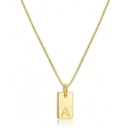 Letter Tag Necklace - Gold