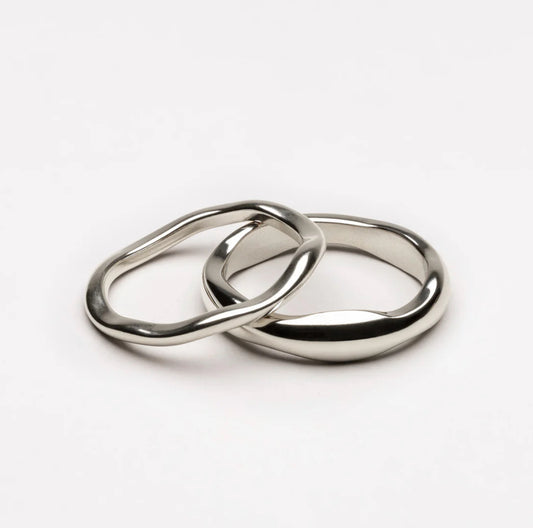 Lia Wavy Rings - Silver