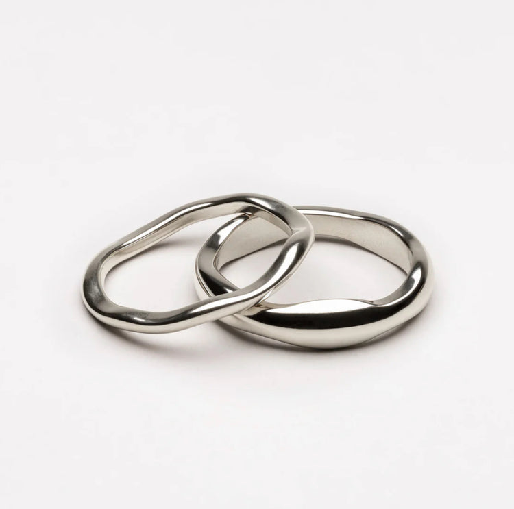 Lia Wavy Rings - Silver