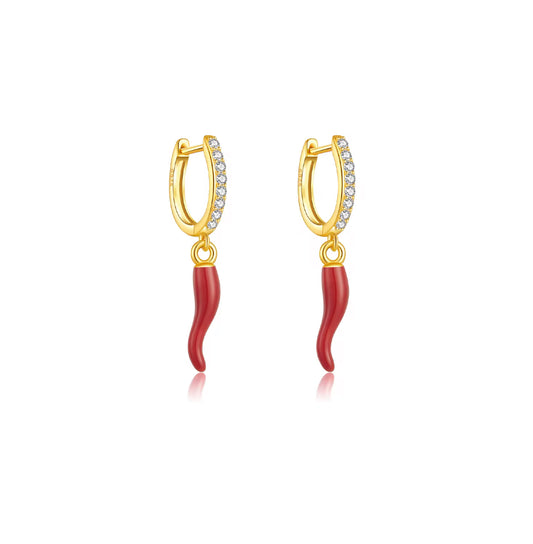 Chilli Charm Hoops - Gold