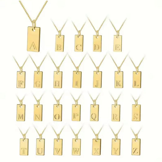 Letter Tag Necklace - Gold
