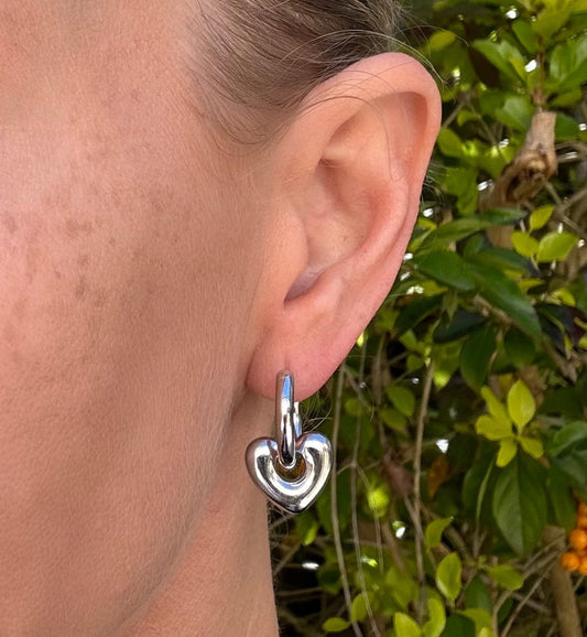 Heidi Heart Hoops - Silver