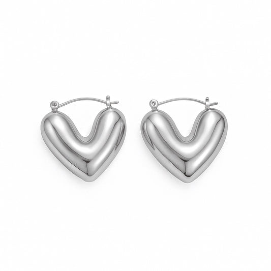 Valentine Hoop Earrings - Silver