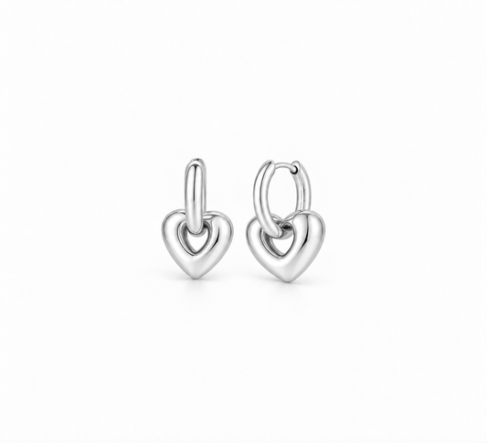 Heidi Heart Hoops - Silver